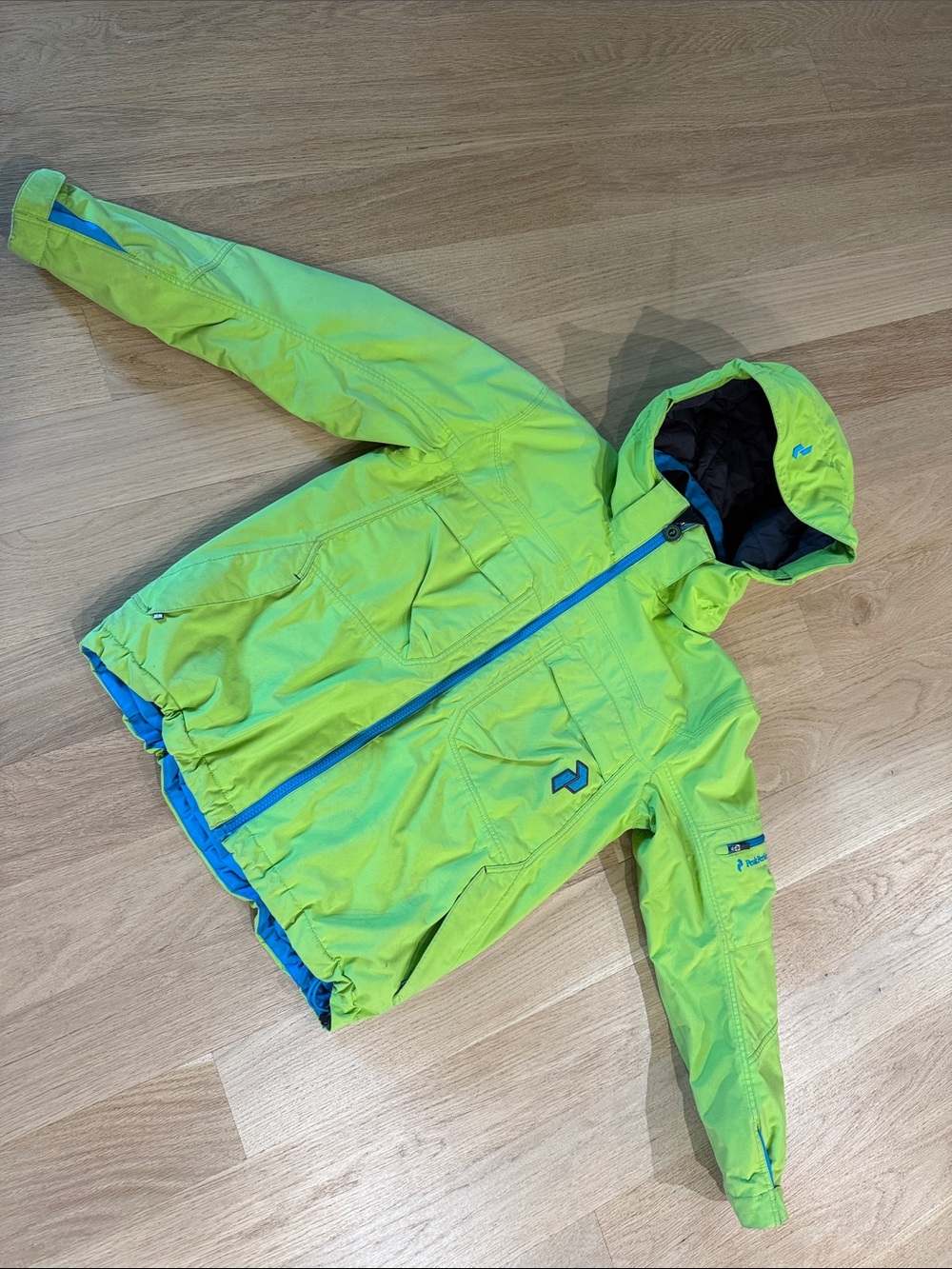 Peak Performance JR TWIST J Kids Neon Green Hooded Winter Jacket sz YM 10/12